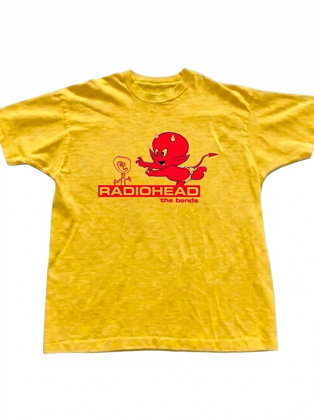 Radiohead The Bends Ironic Baby Devil Parody Yellow Graphic T-Shirt